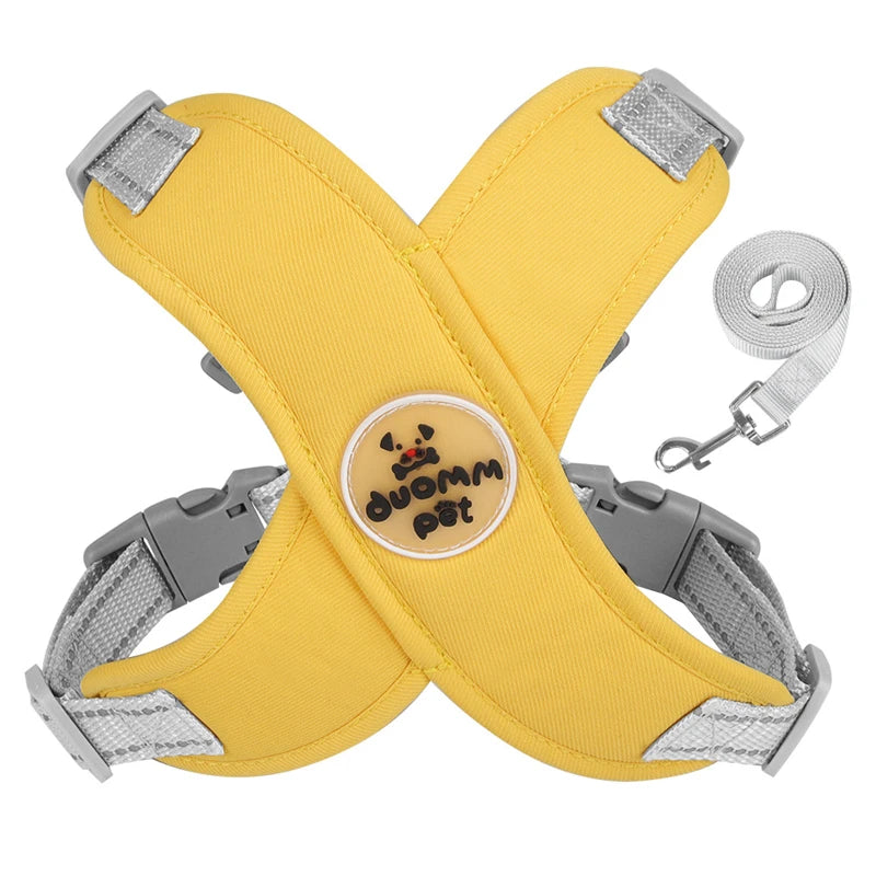 Dog Harness Leash Set Breathable Pet Chest Strap Reflective French Bulldog Vest Harness for Small Medium Dogs Puppy Collar Yorks