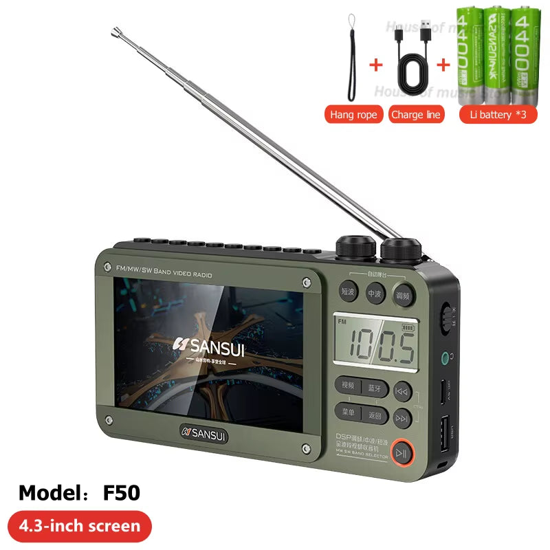 F50 Portable Old-Fashioned Rechargeable Radio Semiconductor Video Player Outdoors Multifunctional Wireless Bluetooth Speakers