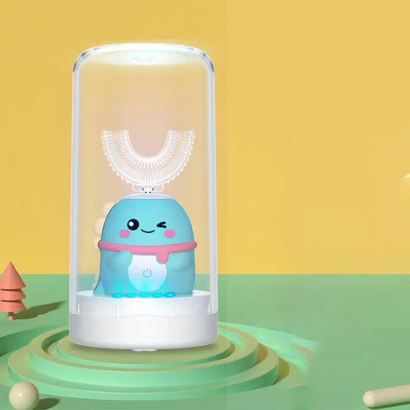 360Degrees Sonic Electric Toothbrush U Shape for Kids Children Intelligent Automatic USB Charging Blue Light for Tooth Whitening