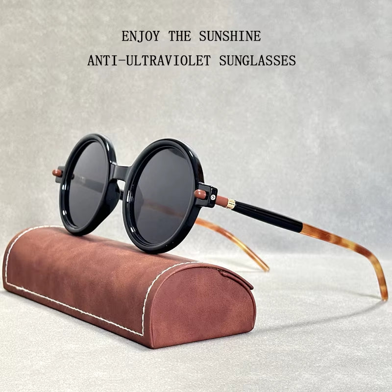 Retro round Sunglasses for Men Vintage Fashion Sunglasses Women Luxe Trending Blue Light Blocking Glasses Gafas De Sol Hombre