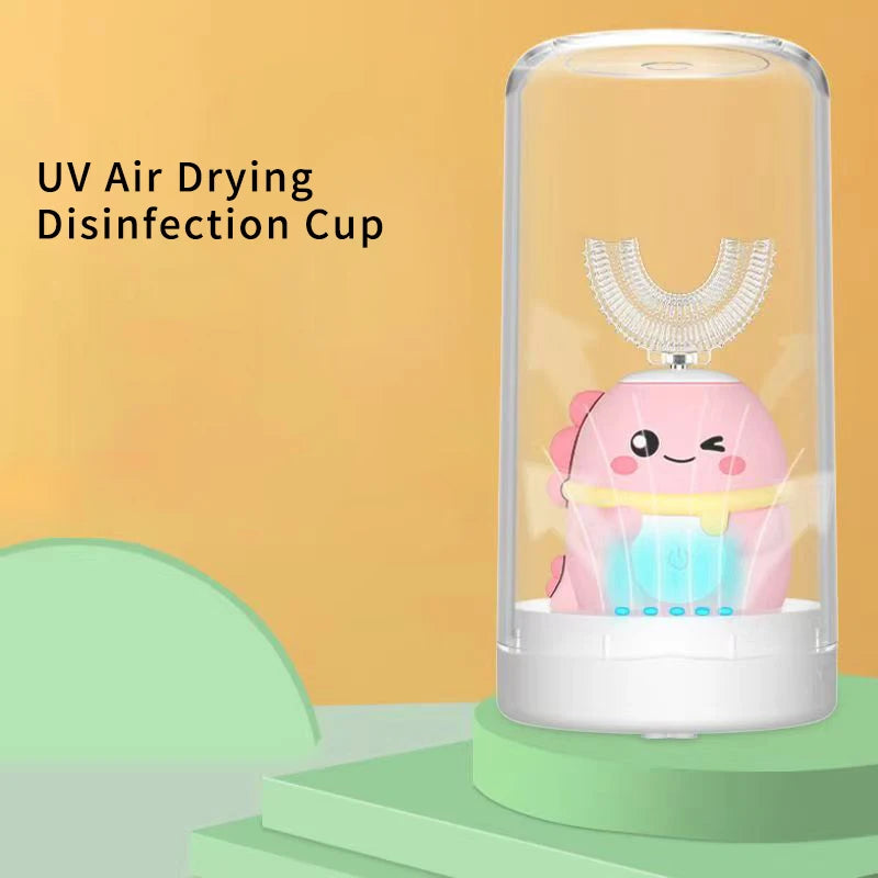 360Degrees Sonic Electric Toothbrush U Shape for Kids Children Intelligent Automatic USB Charging Blue Light for Tooth Whitening